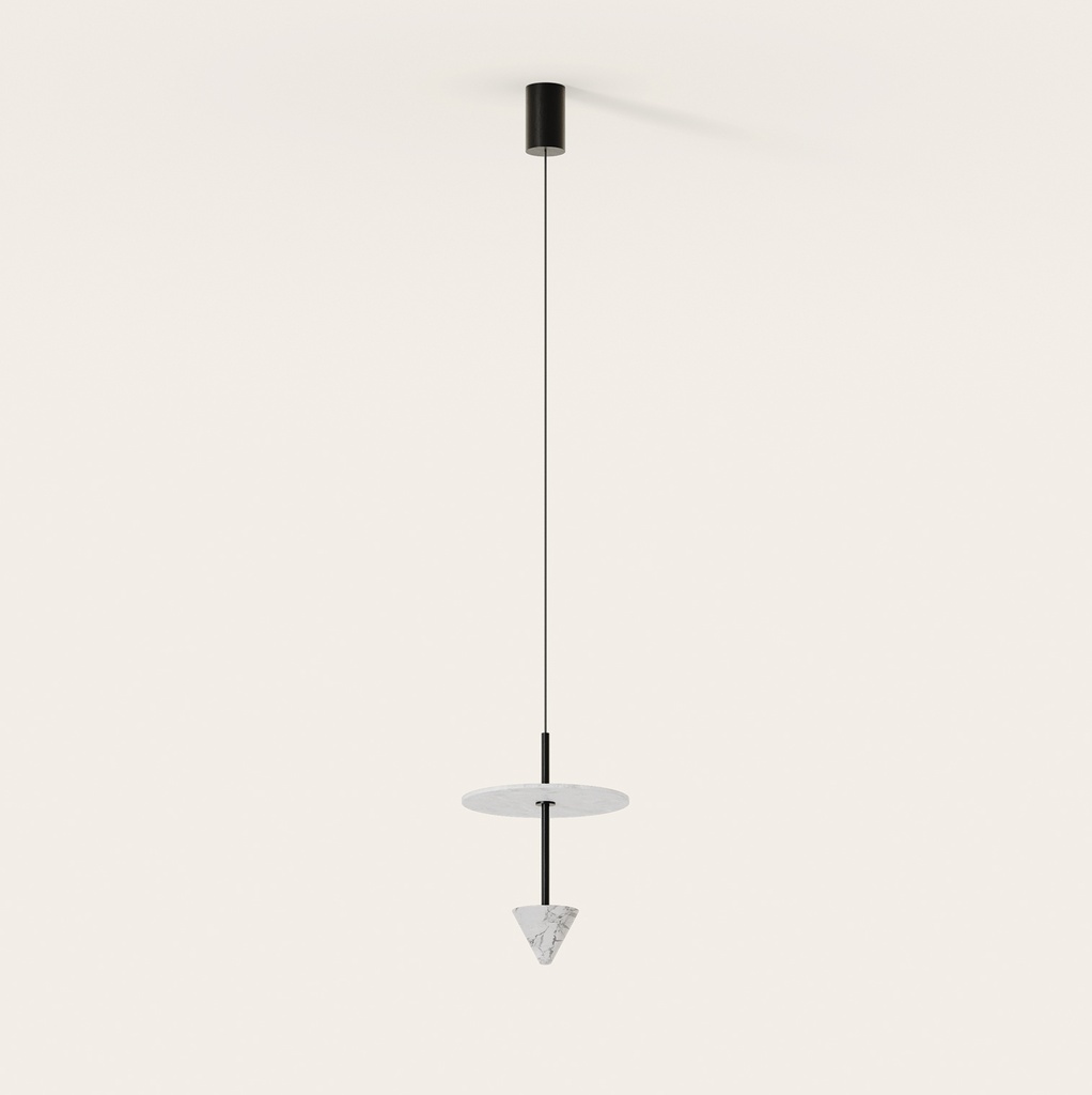 [C1352/NEG/ALAB25] VANT COLGANTE (NEGRO MATE/ MARMOL NEGRO, DISCO ALABASTRO 25CM)